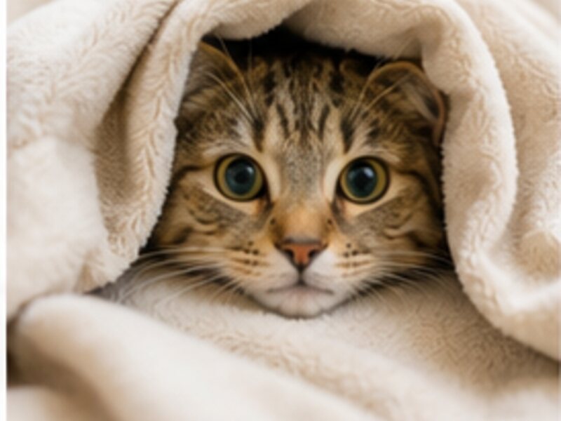 Cat under a blanket